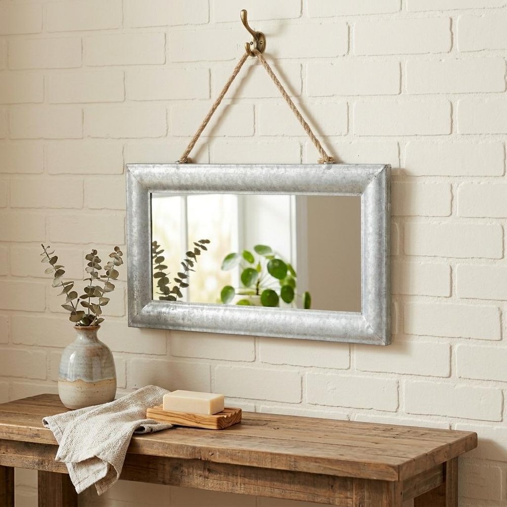 9" Silver Metal Framed Accent Mirror