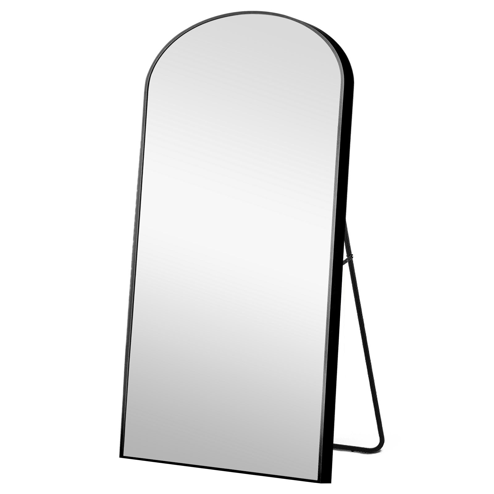 71" Black Arched Metal Narrow Frame Standing Mirror