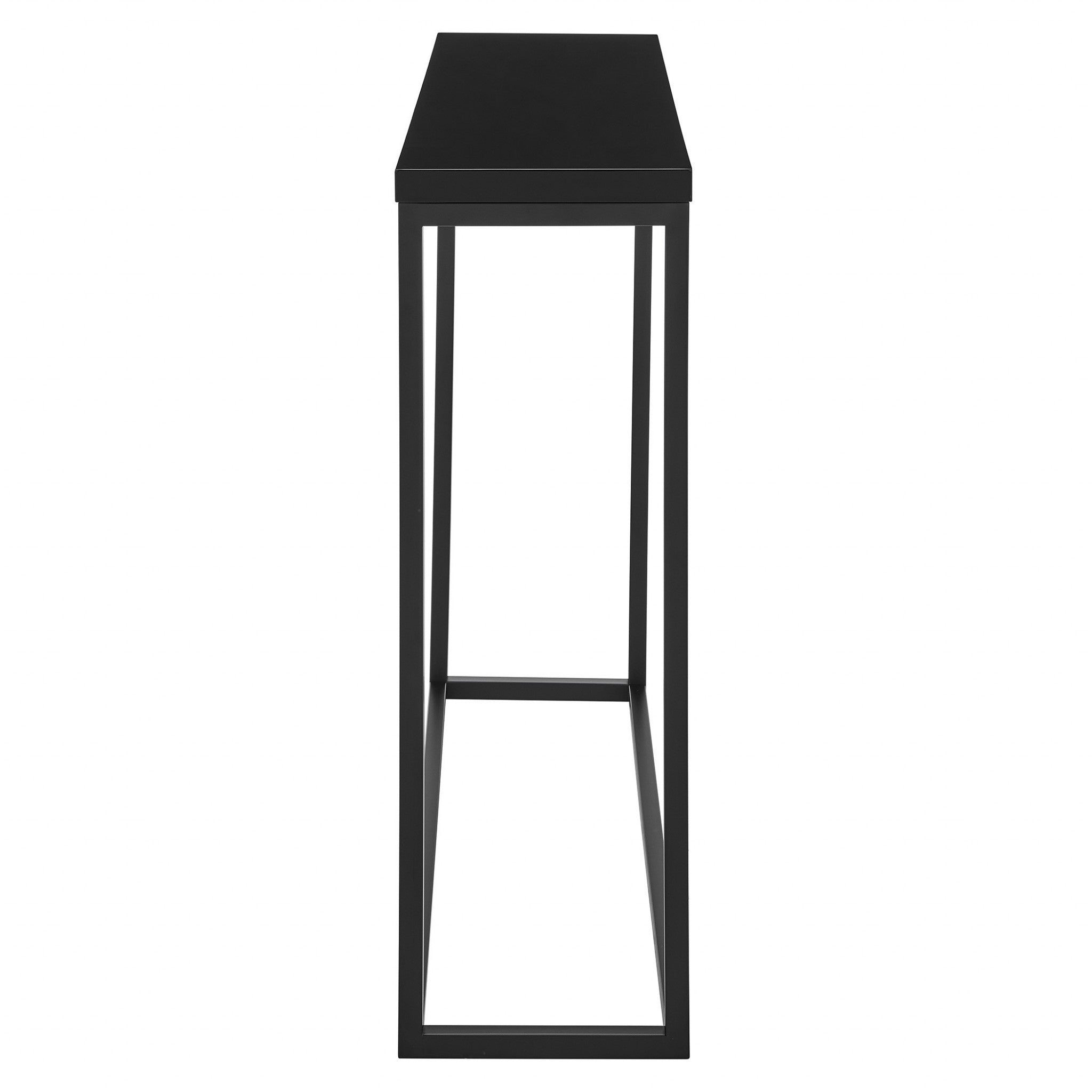 35" Black Wood and Steel Frame Console Table