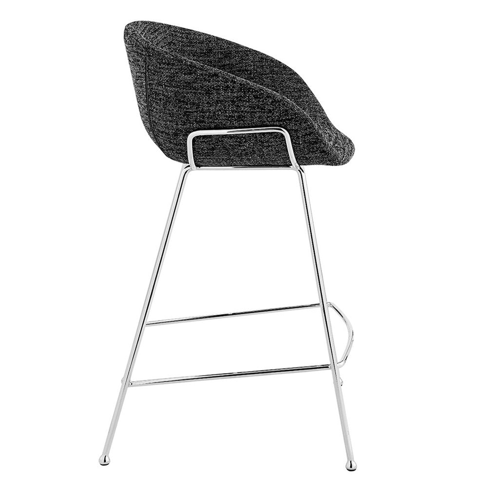 Set of Two 26" Black And Silver Fabric And Steel Low Back Counter Height Bar Chairs
