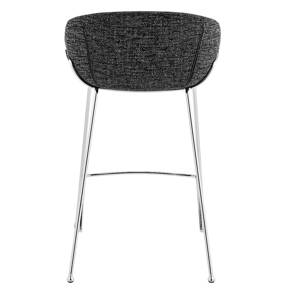 Set of Two 26" Black And Silver Fabric And Steel Low Back Counter Height Bar Chairs