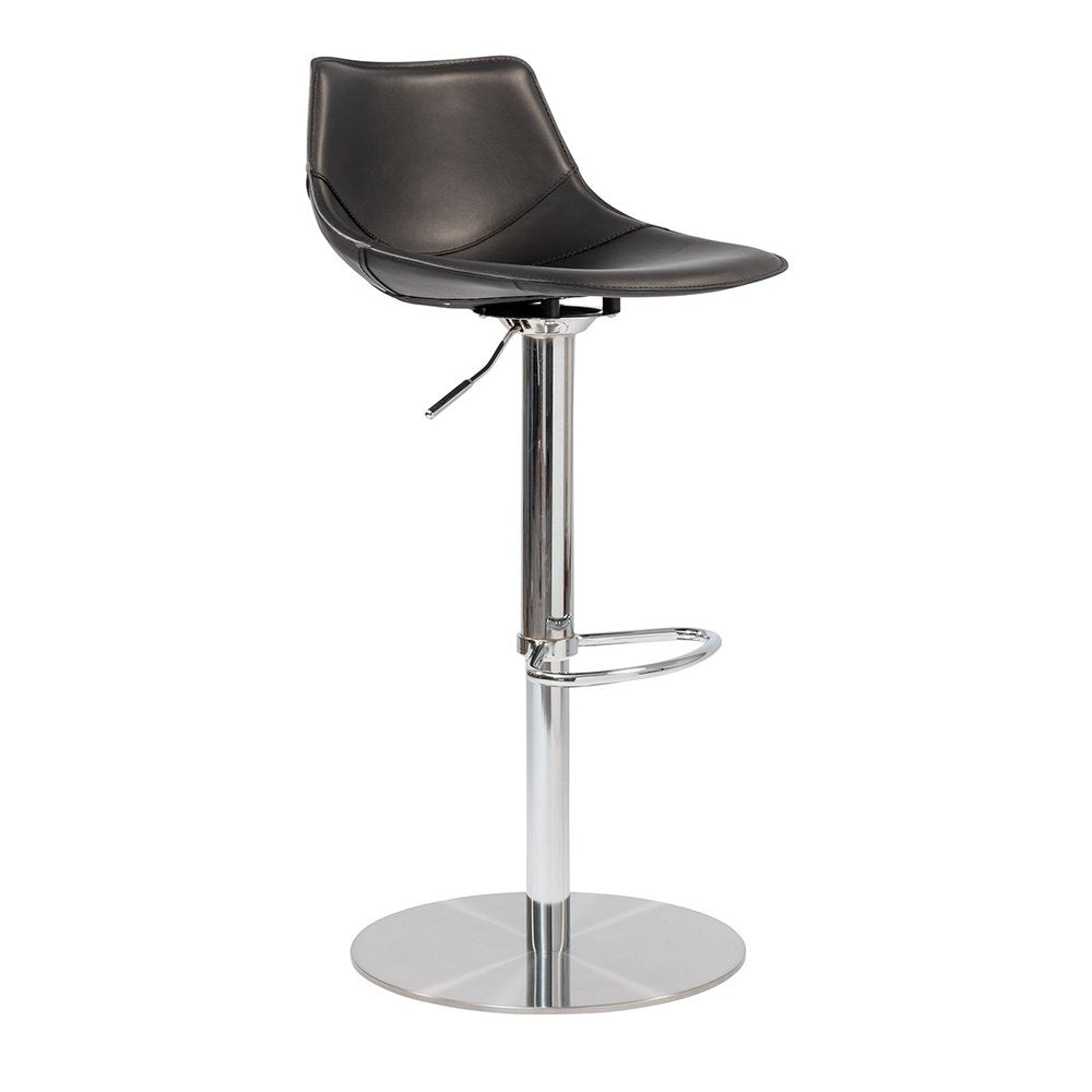 Black And Silver Steel Low Back Bar Height Swivel Bar Chair