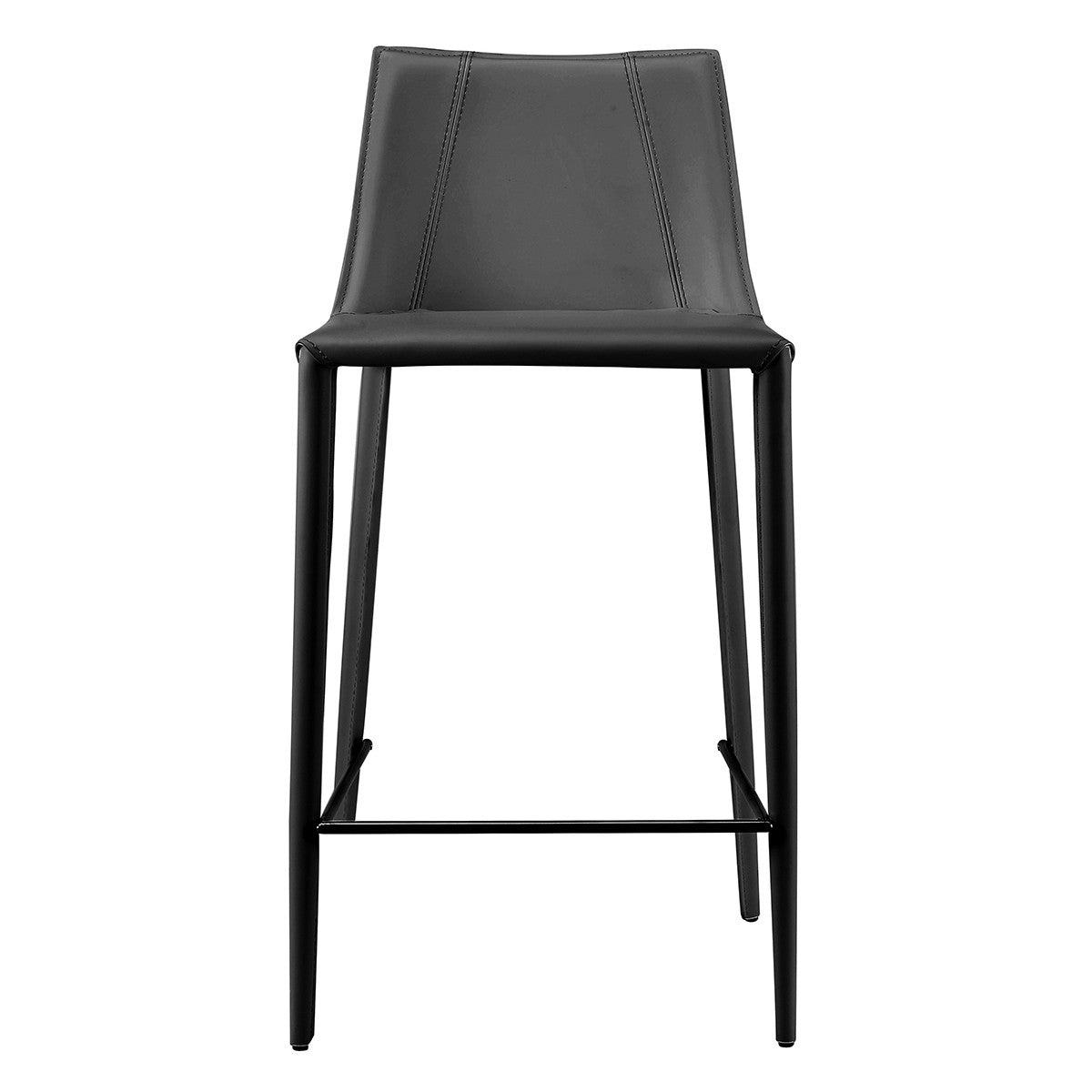 26" Black Faux Leather And Steel Low Back Counter Height Bar Chair
