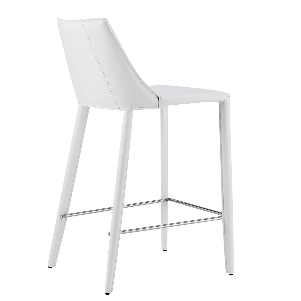 26" White Faux Leather And Steel Low Back Counter Height Bar Chair