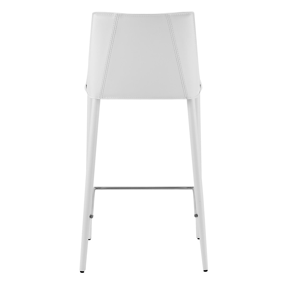 26" White Faux Leather And Steel Low Back Counter Height Bar Chair