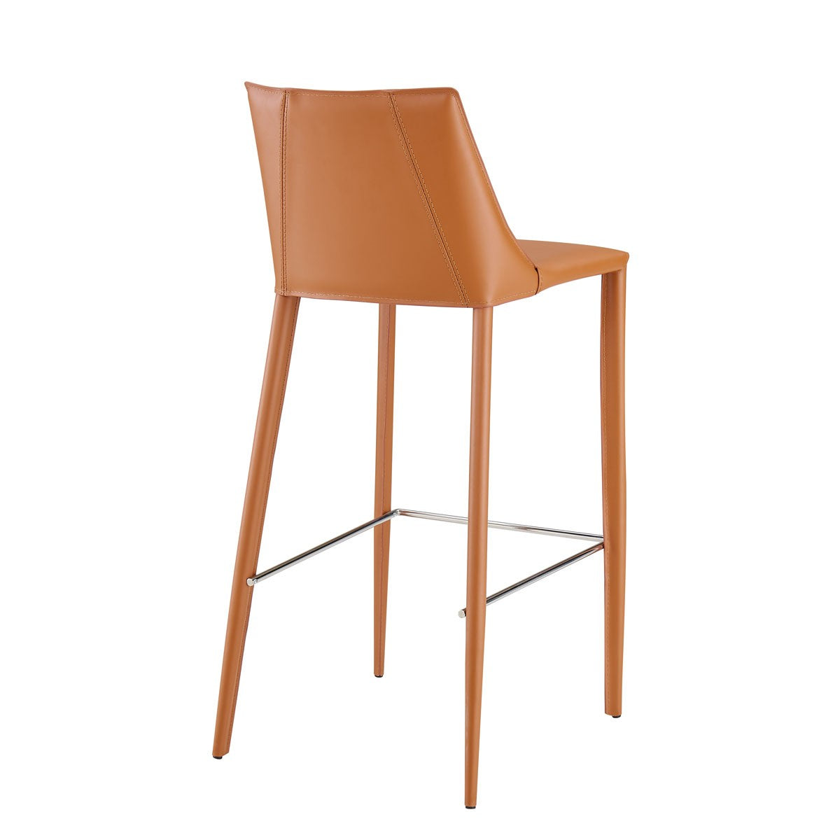 30" Terra Cotta Faux Leather And Steel Low Back Bar Height Bar Chair