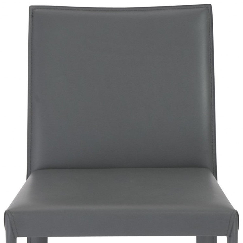 Set of Two 26" Gray Faux Leather And Steel Low Back Counter Height Bar Chairs