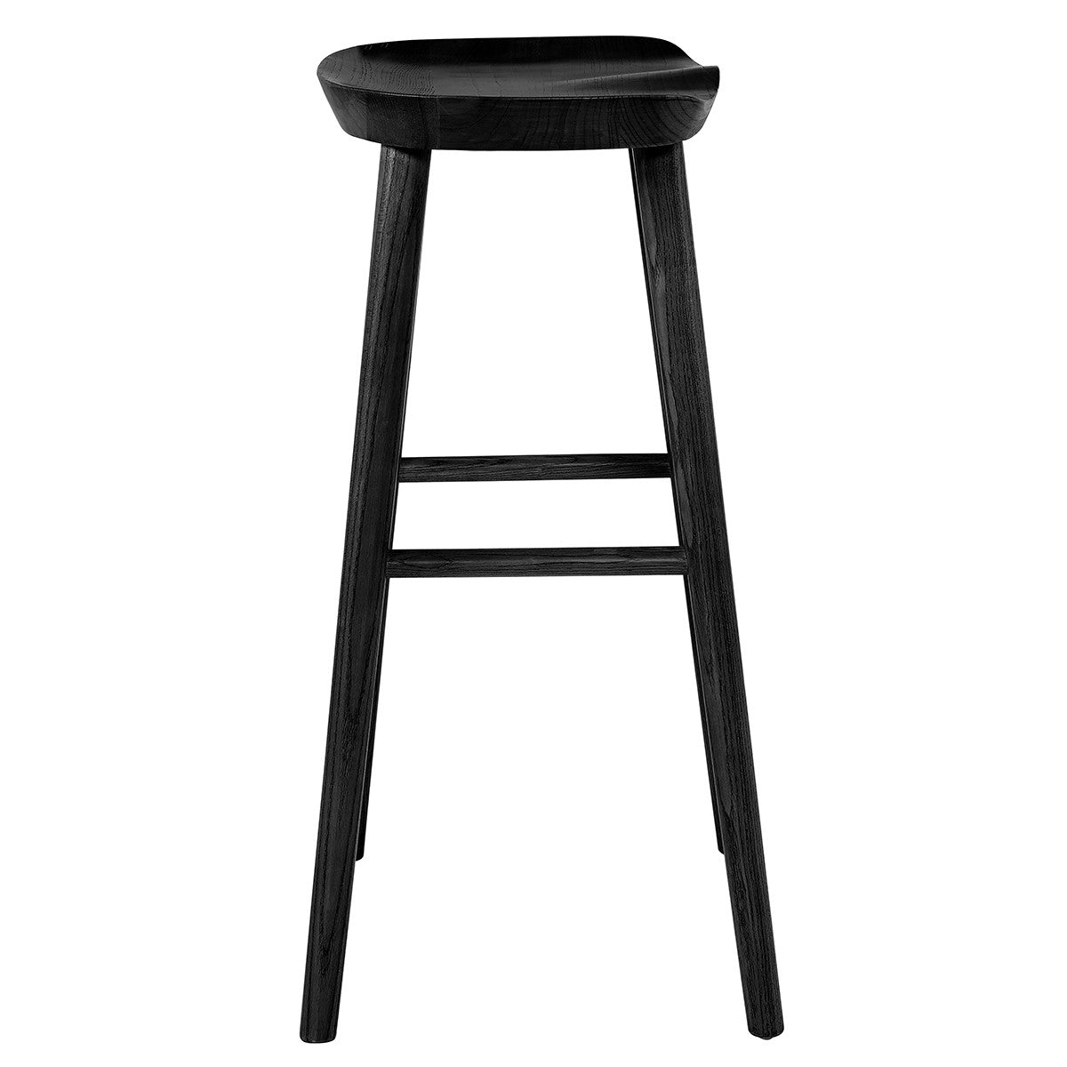 29" Black Wood Backless Bar Height Bar Chair