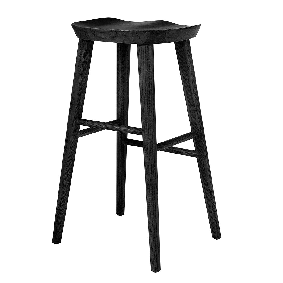 29" Black Wood Backless Bar Height Bar Chair
