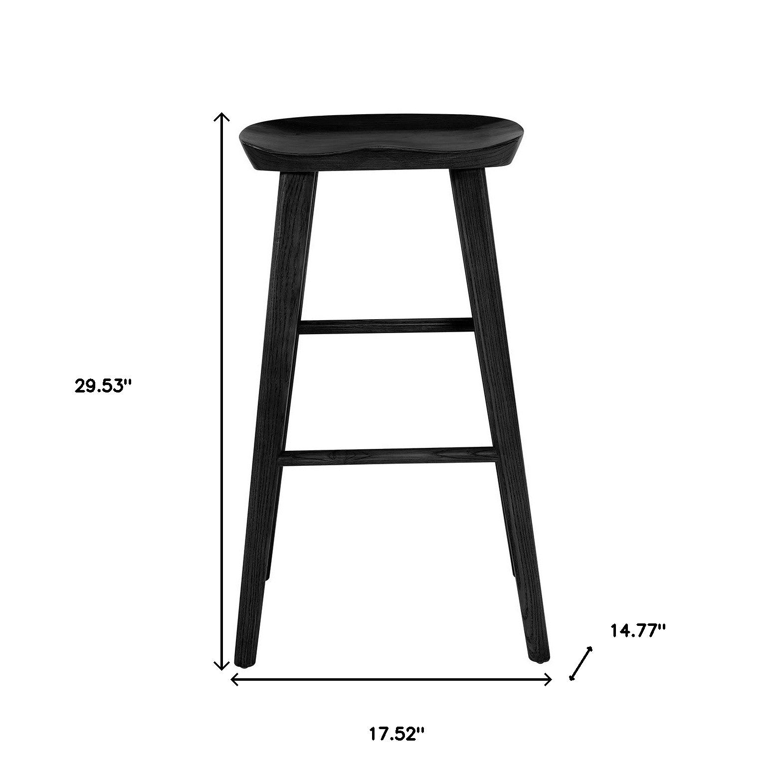 29" Black Wood Backless Bar Height Bar Chair