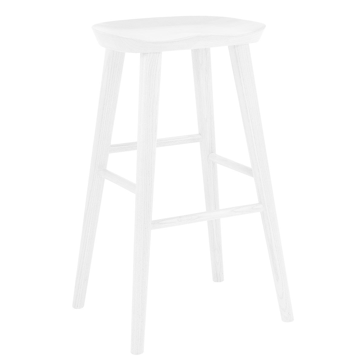 29" White Wood Backless Bar Height Bar Chair