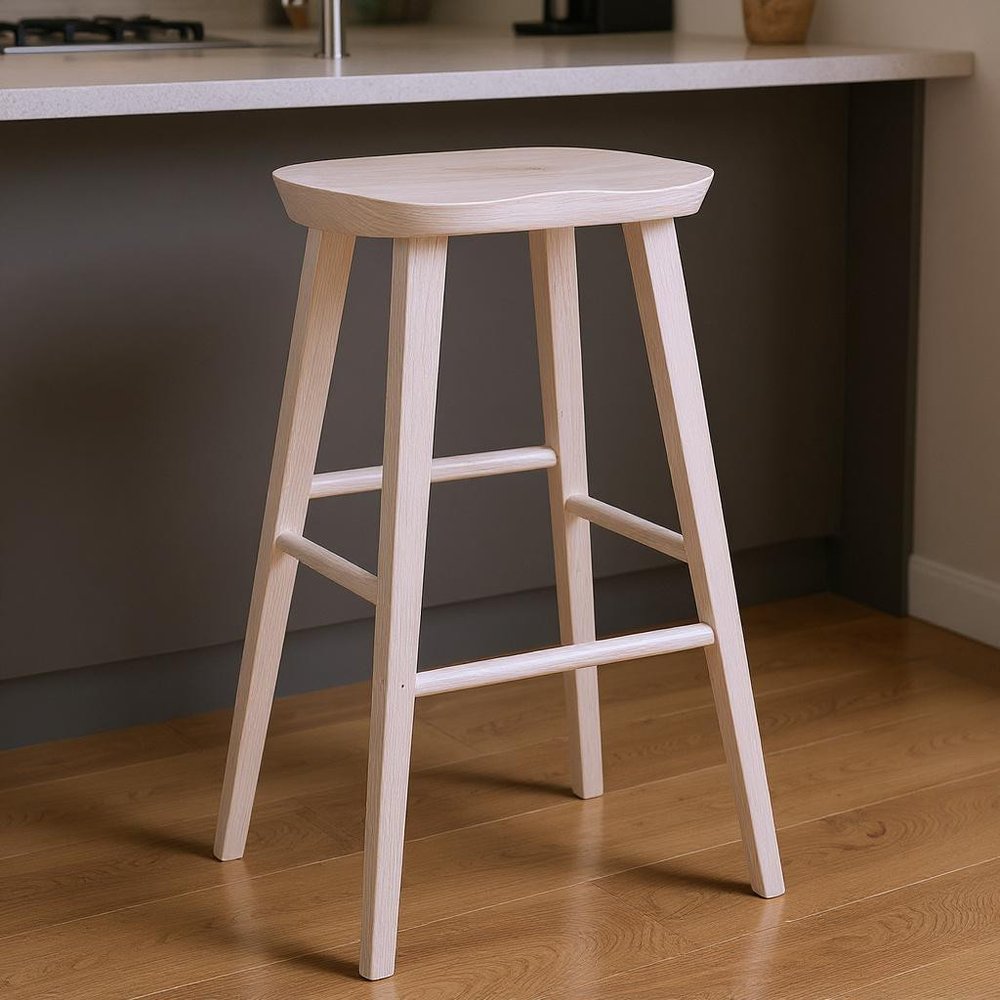 29" White Manufactured Wood Backless Bar Height Bar Chair