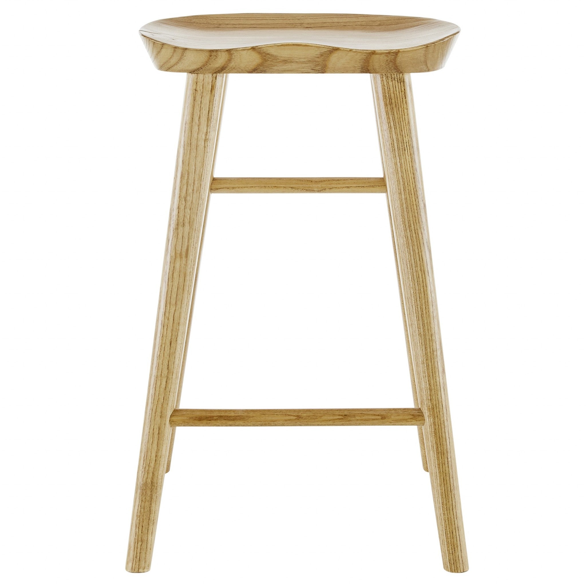 26" Natural Wood Backless Counter Height Bar Chair