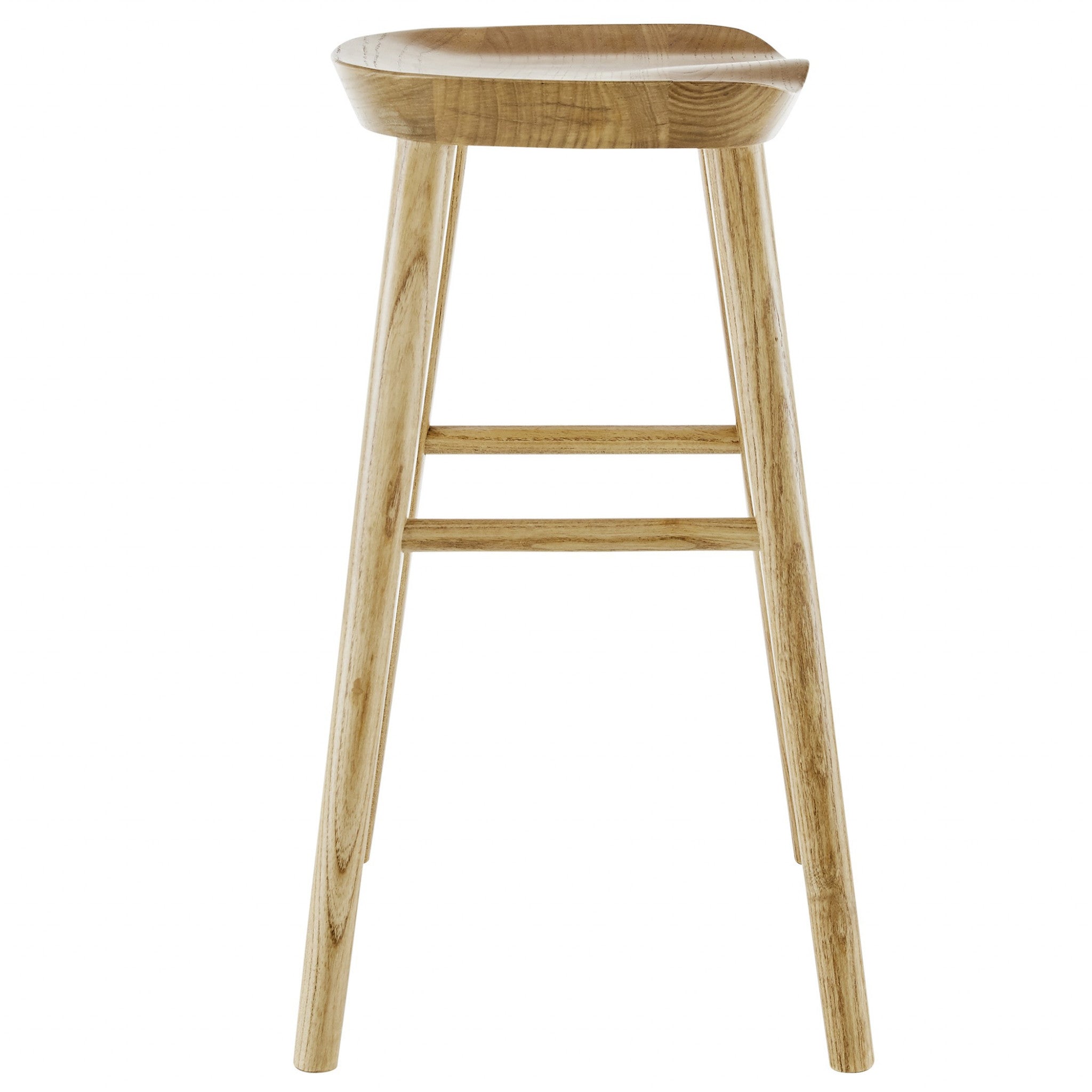 26" Natural Wood Backless Counter Height Bar Chair