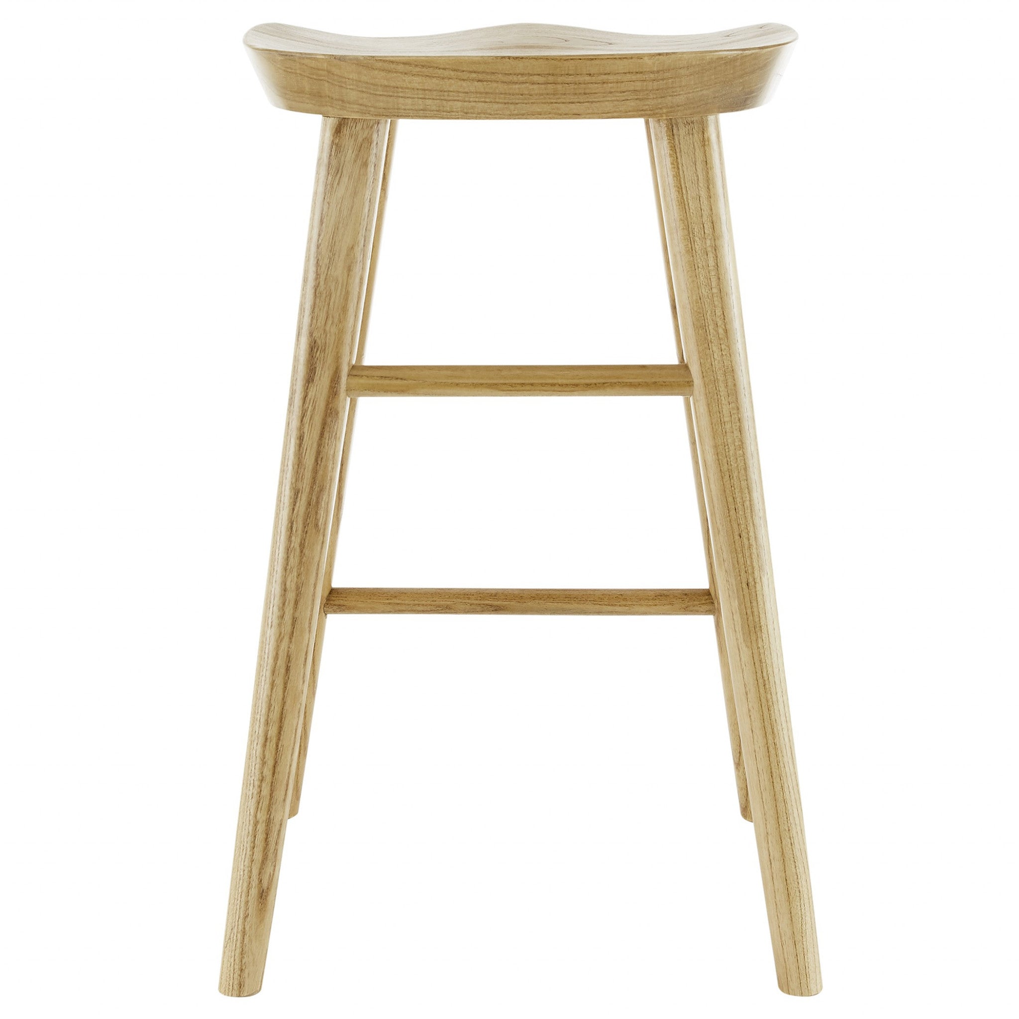 26" Natural Wood Backless Counter Height Bar Chair