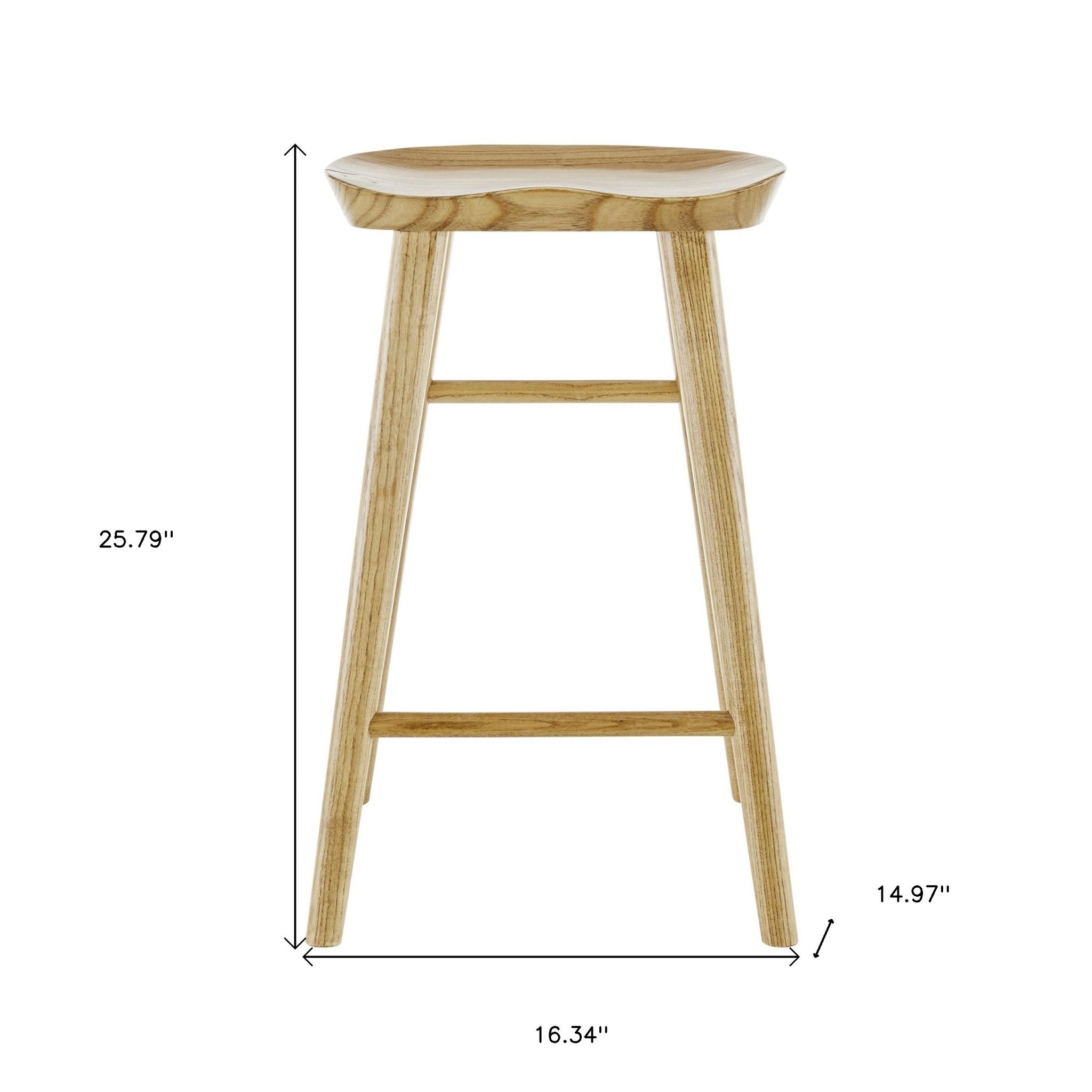26" Natural Wood Backless Counter Height Bar Chair