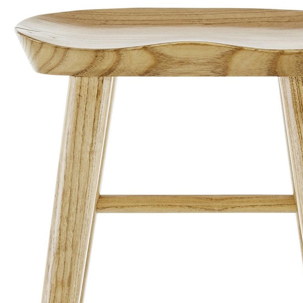 26" Natural Wood Backless Counter Height Bar Chair