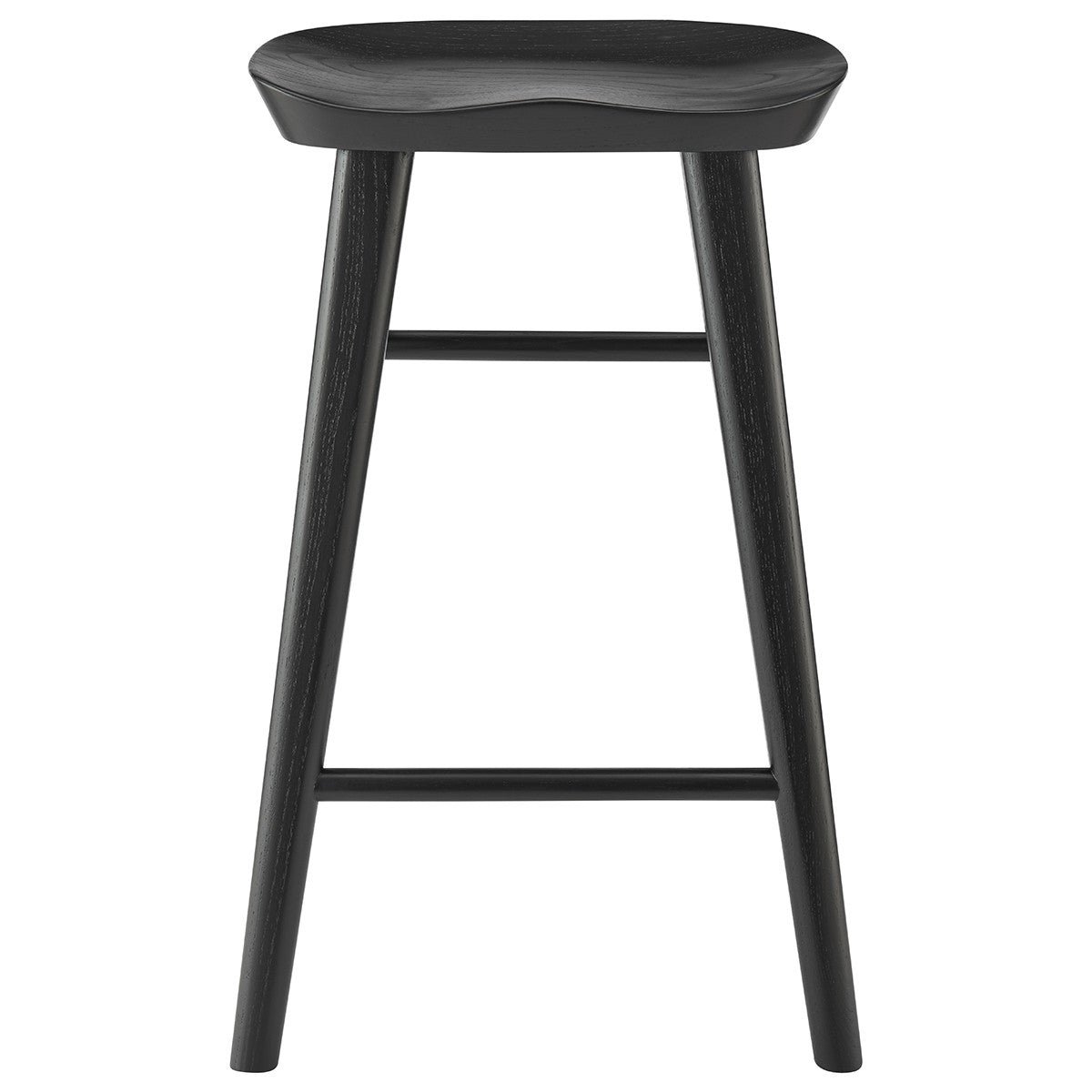 26" Black Solid Wood Backless Counter Height Bar Chair