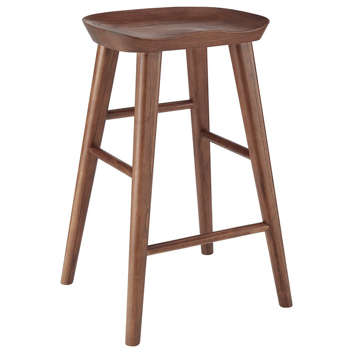 26" Brown Wood Backless Counter Height Bar Chair