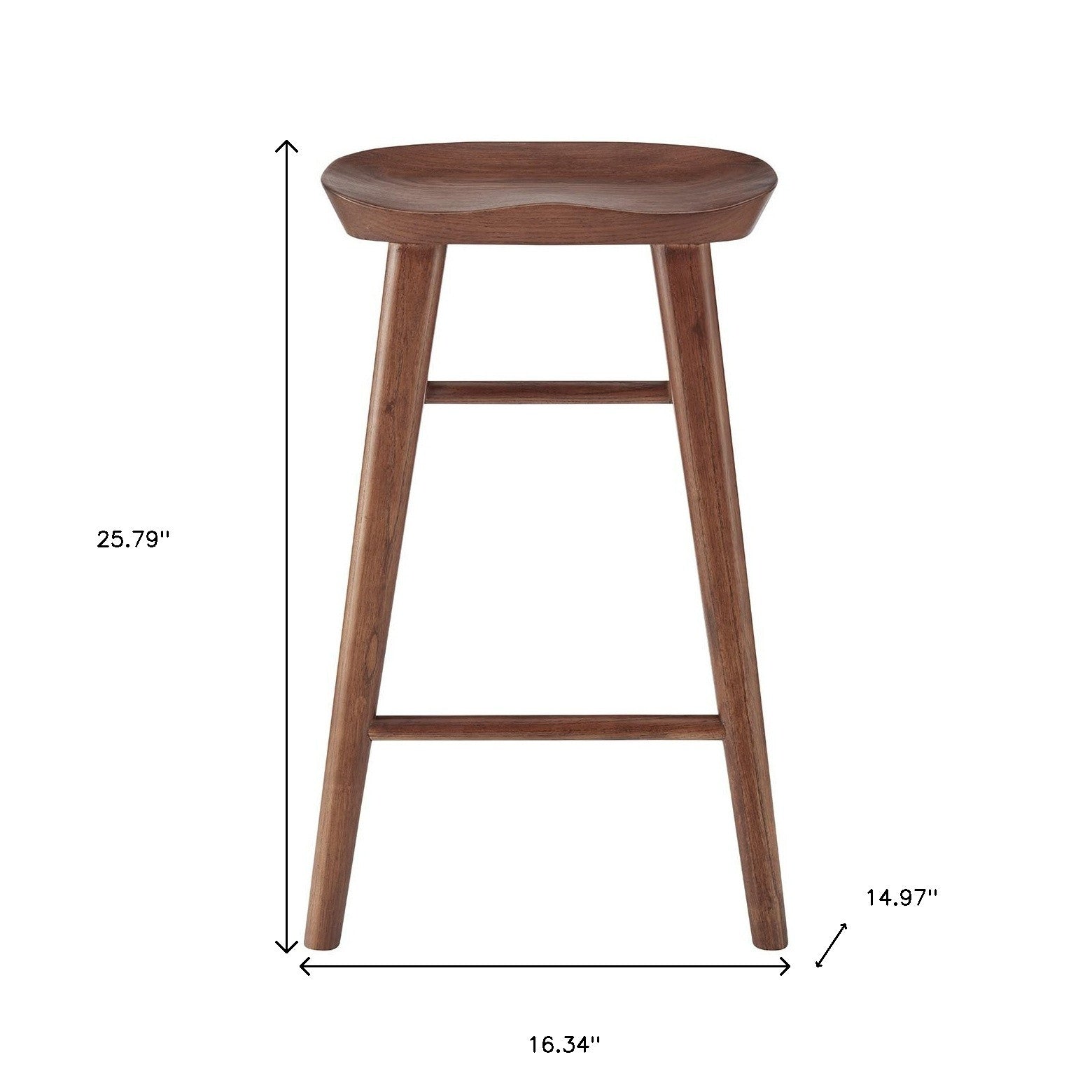 26" Brown Wood Backless Counter Height Bar Chair