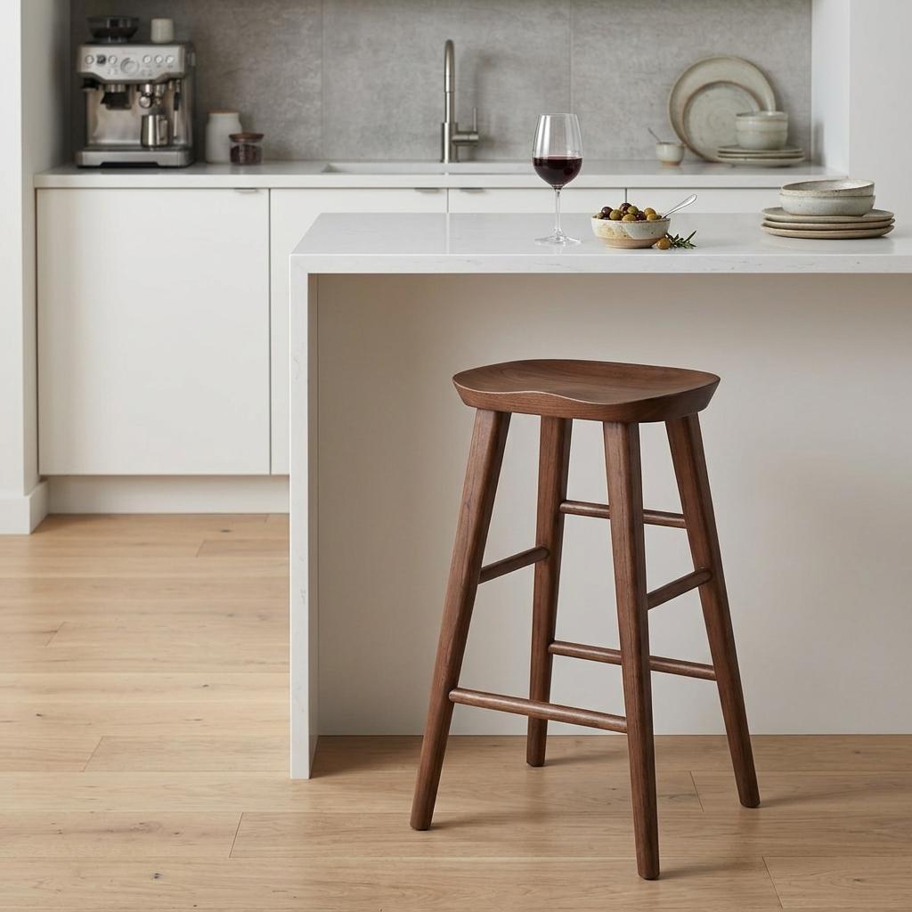 26" Brown Wood Backless Counter Height Bar Chair