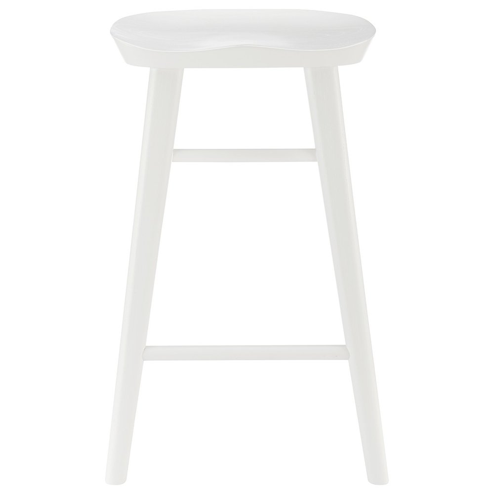 26" White Solid Wood Backless Counter Height Bar Chair