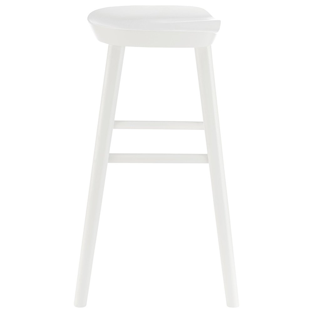 26" White Solid Wood Backless Counter Height Bar Chair