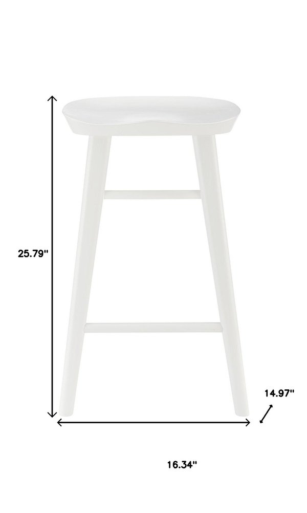 25" White Solid Wood Backless Counter Height Bar Chair