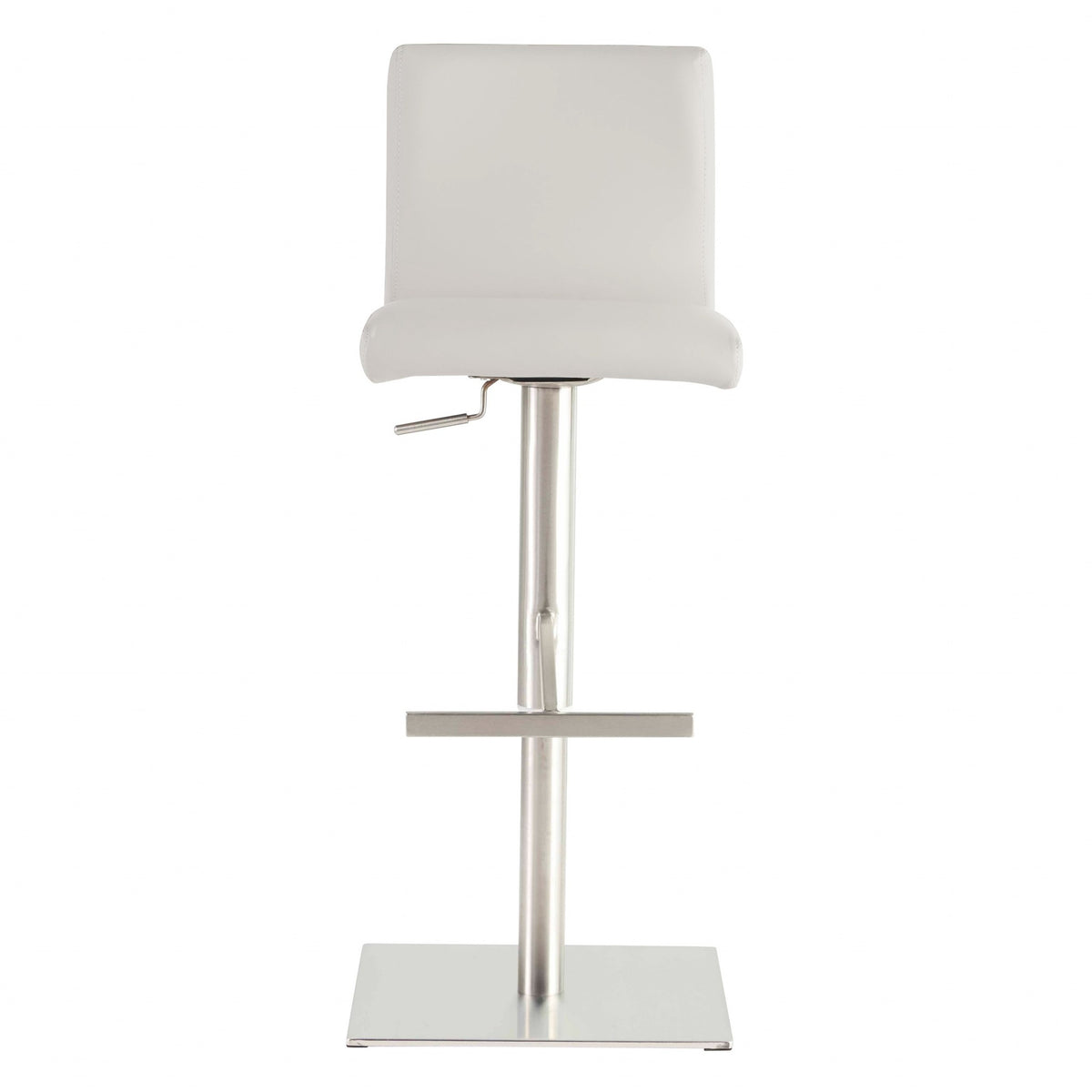 White And Silver Steel Low Back Bar Height Swivel Bar Chair