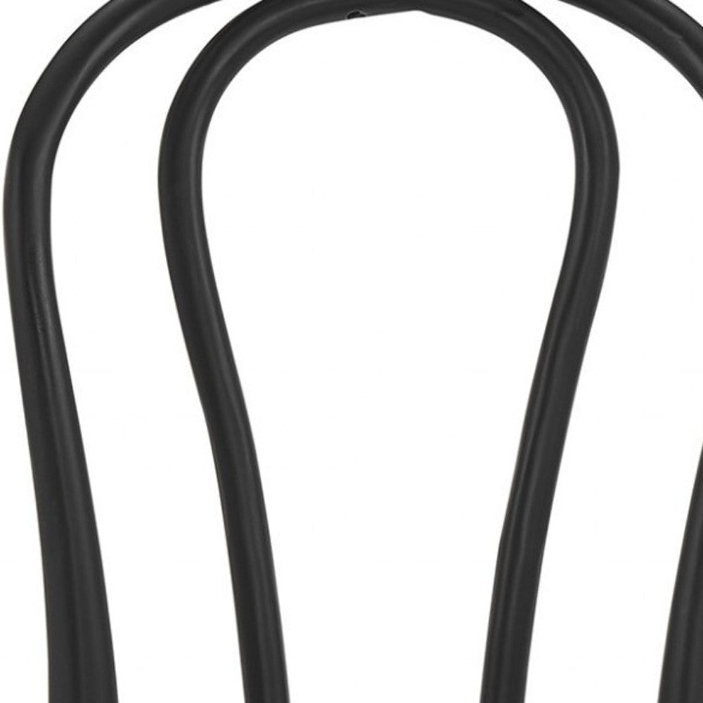 Set of Two Black and Natural Solid Wood And Rattan Curved Back Dining Side Chairs