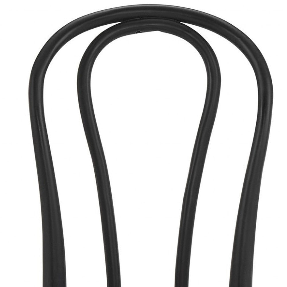 Set of Two Black and Natural Solid Wood And Rattan Curved Back Dining Side Chairs