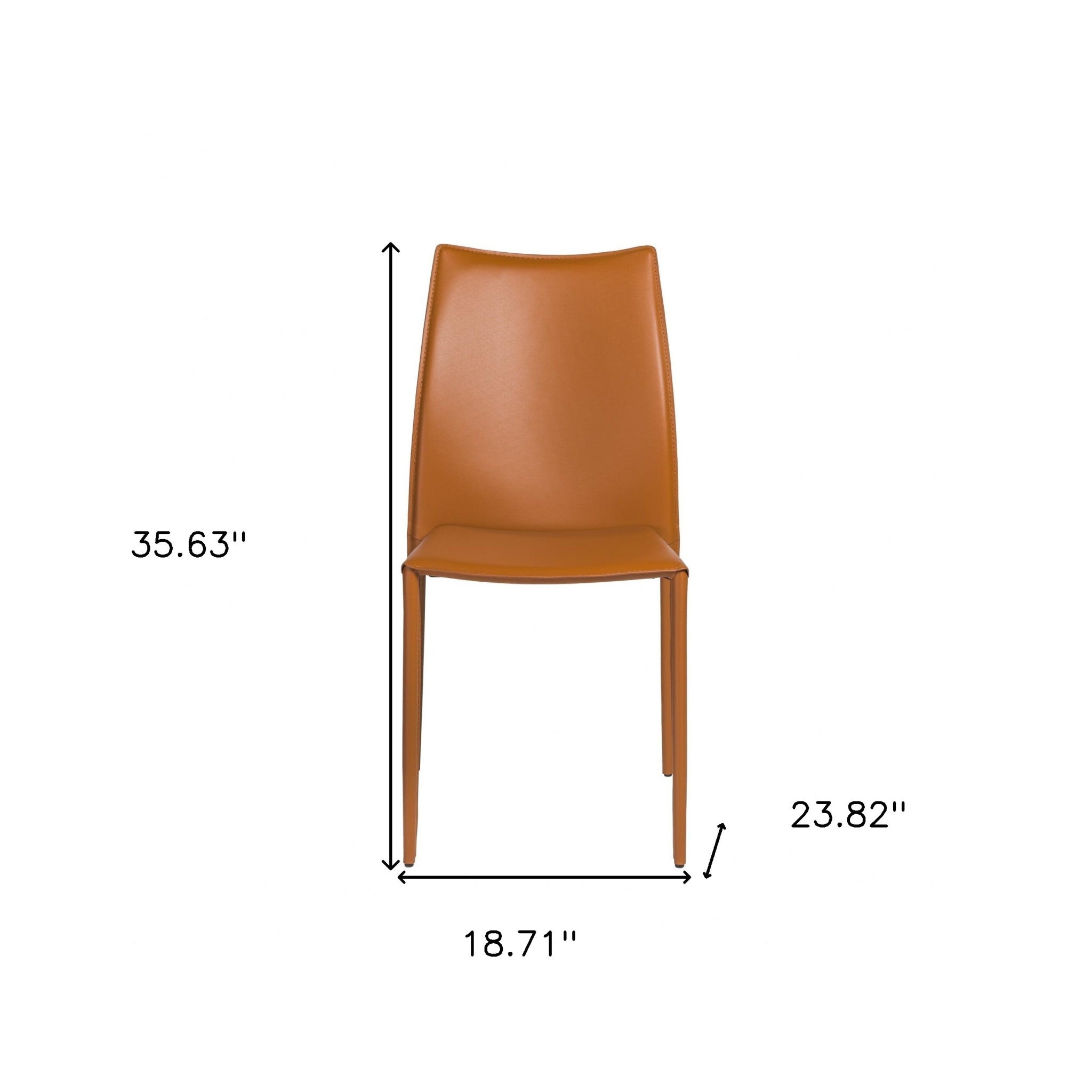 Set of Two Terra Cotta Upholstered Leather Dining Side Chairs