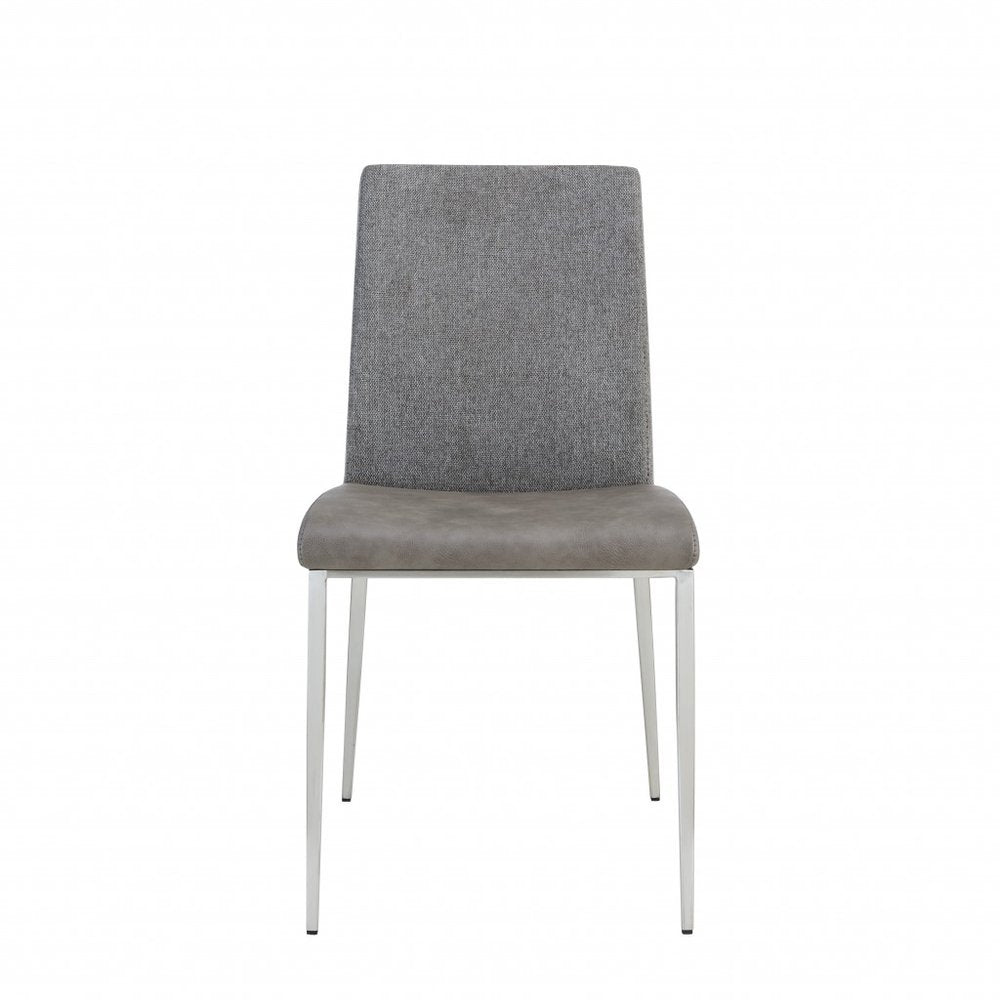 Set of Two Light Brown and Gray Stainless Steel Chairs