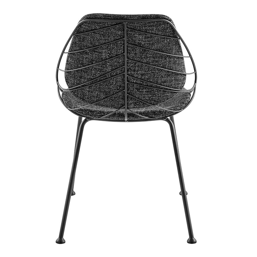Set of Two Black Upholstered Fabric Dining Side Chairs