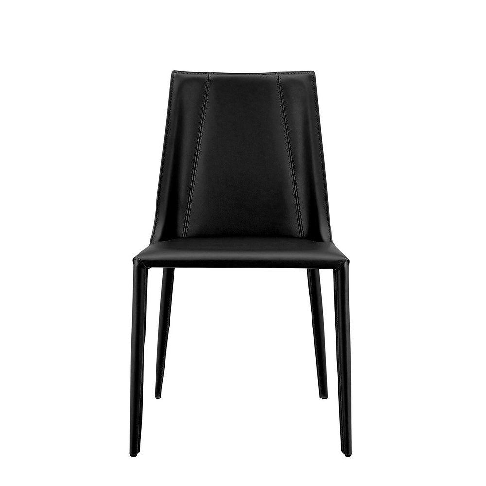 Black Upholstered Leather Dining Side Chair