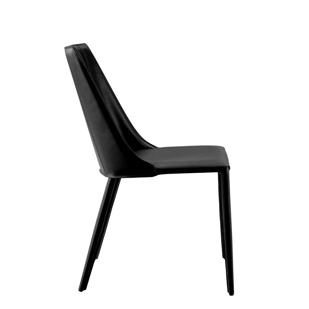 Black Upholstered Leather Dining Side Chair