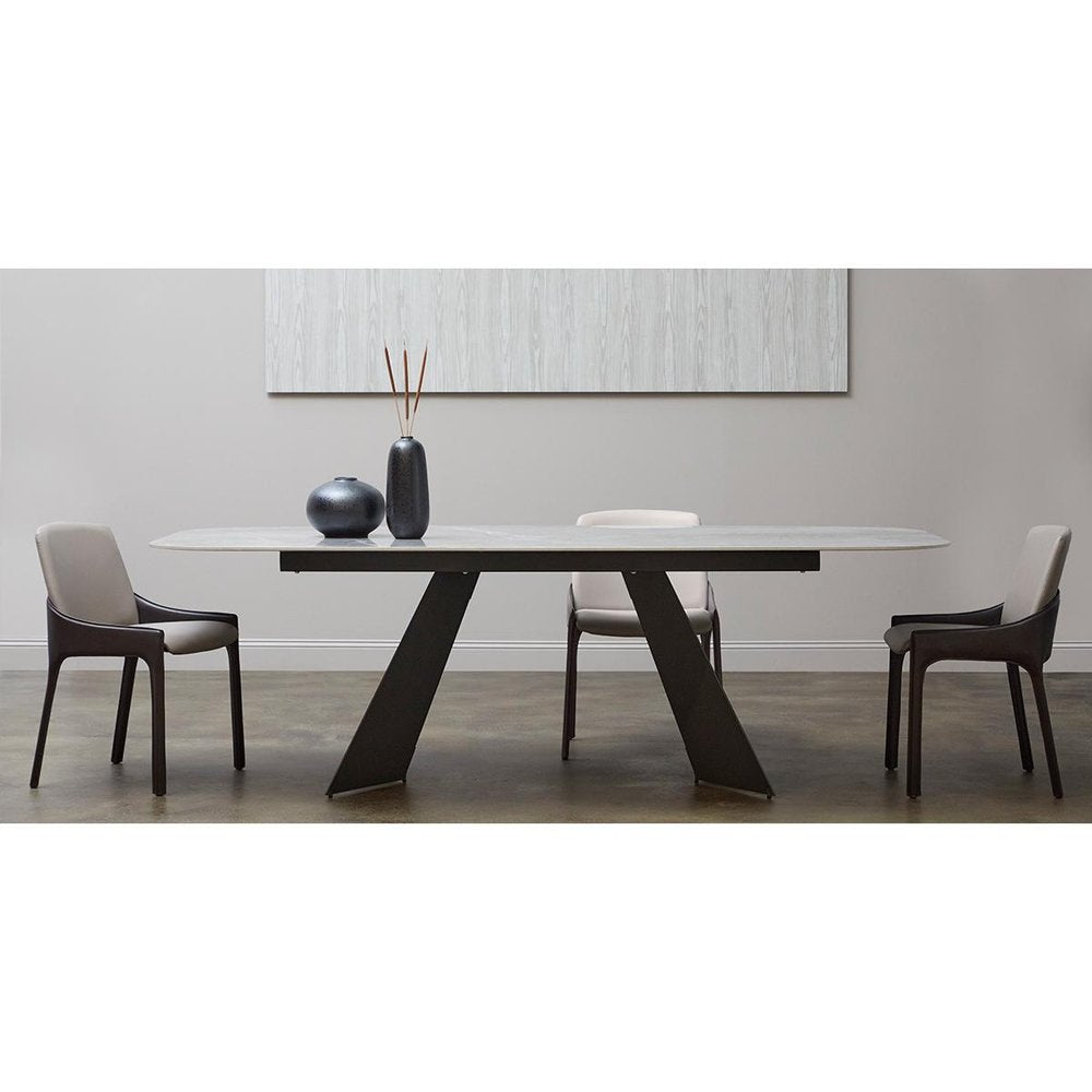 Set of Two Gray and Black Upholstered Leather Dining Side Chairs