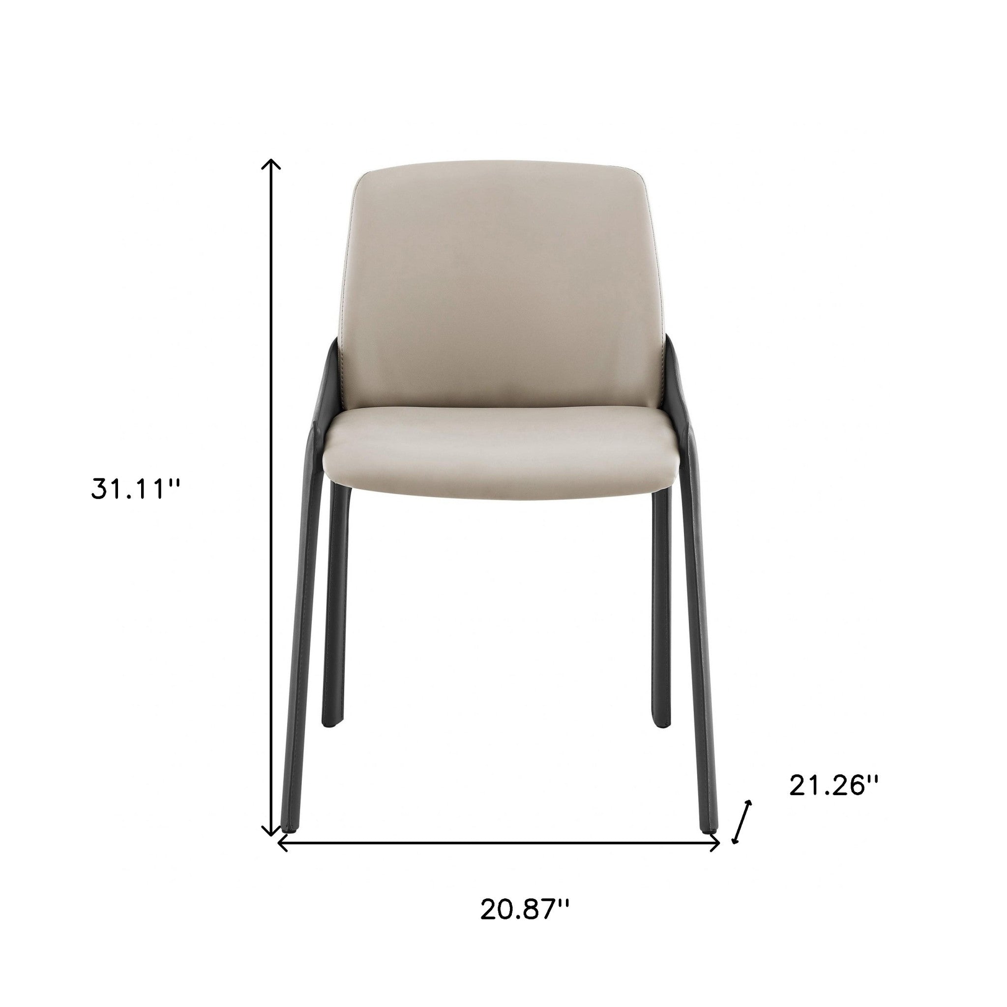 Set of Two Gray and Black Upholstered Leather Dining Side Chairs