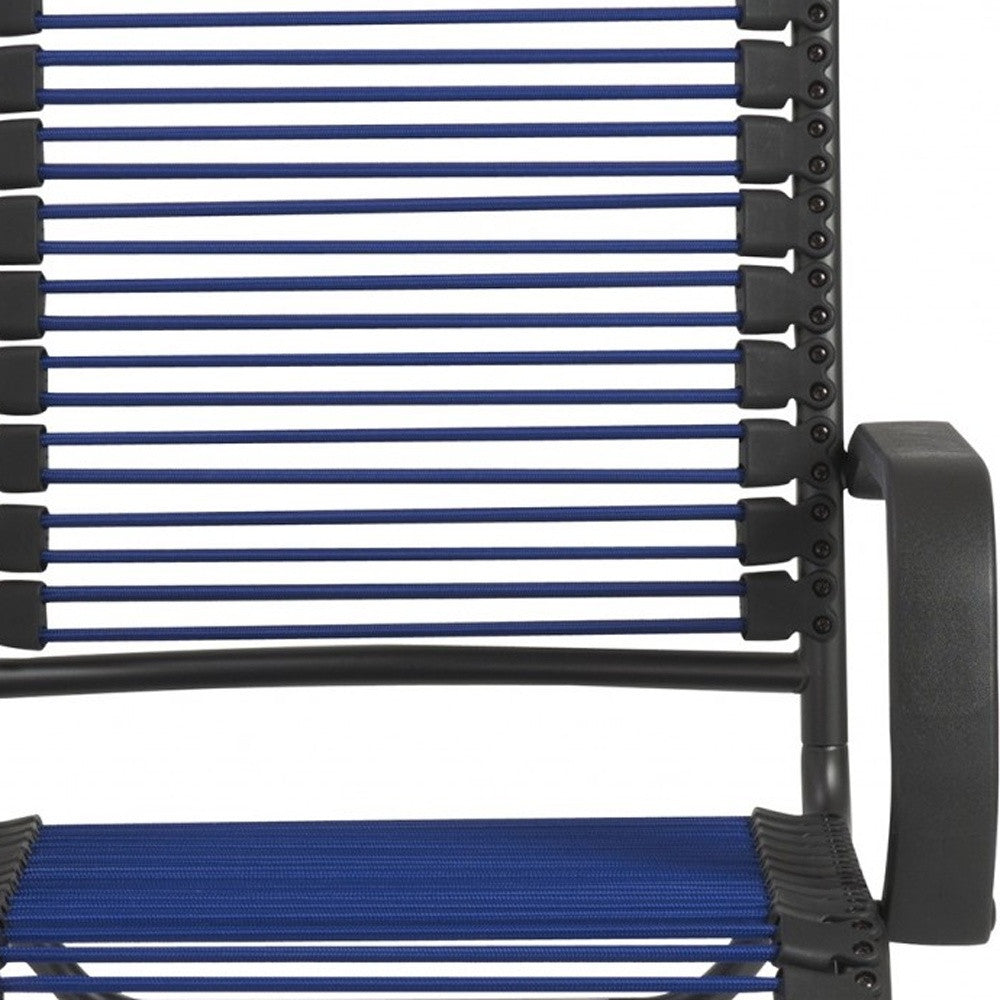 Blue Swivel Adjustable Task Chair Bungee Back Steel Frame