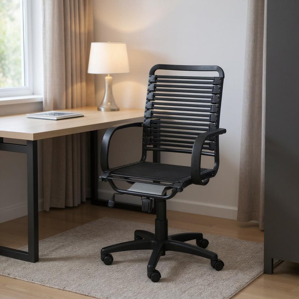 Black Adjustable Swivel Bungee Rolling Office Chair