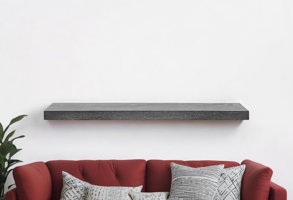 43" Dark Gray Whitewash Wooden Floating Shelf