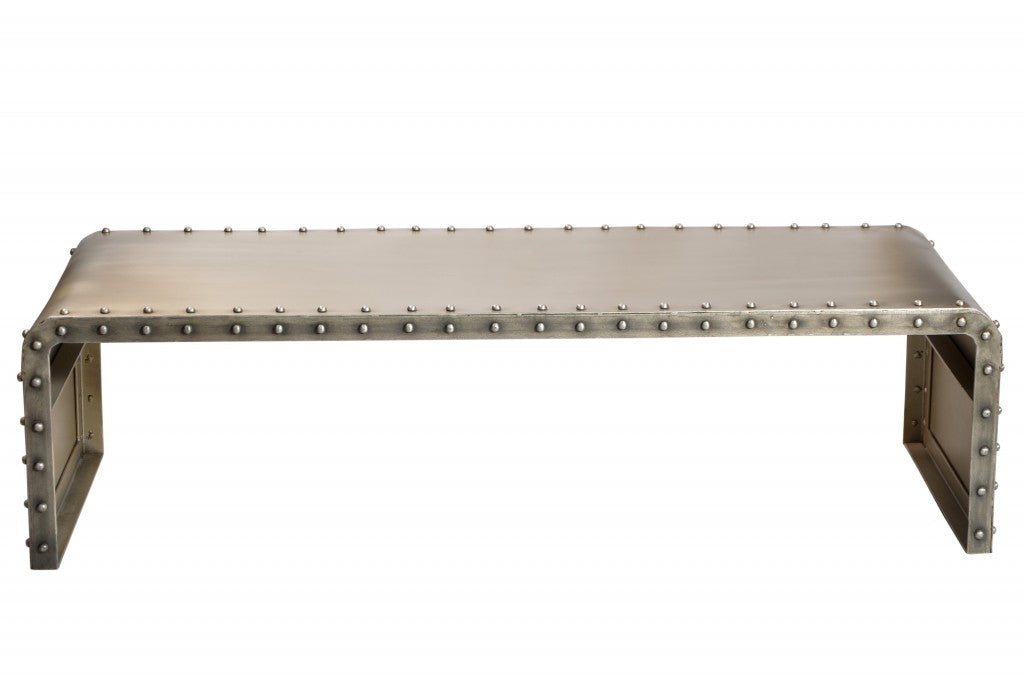 60" Gray Aluminum and Metal Frame Coffee Table