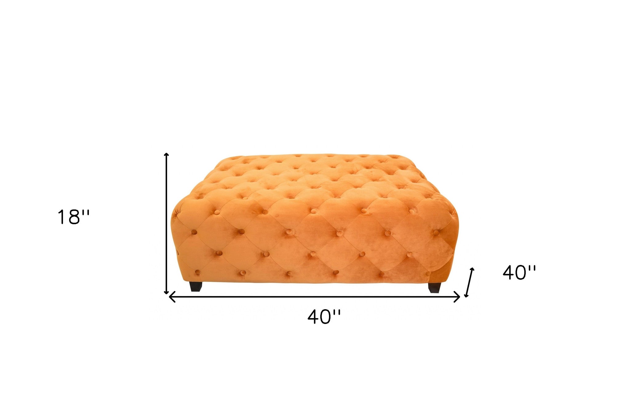 40" Orange and Brown Fabric and Solid Wood Square Coffee Table