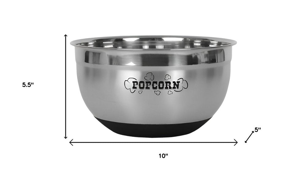 Sleek Stainless Steel Popcorn Serving Bowl