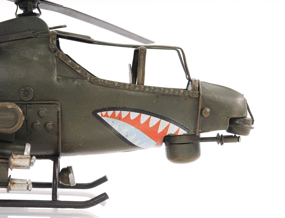 5" Green Metal Hand Painted Model Airplane Tabletop Sculpture