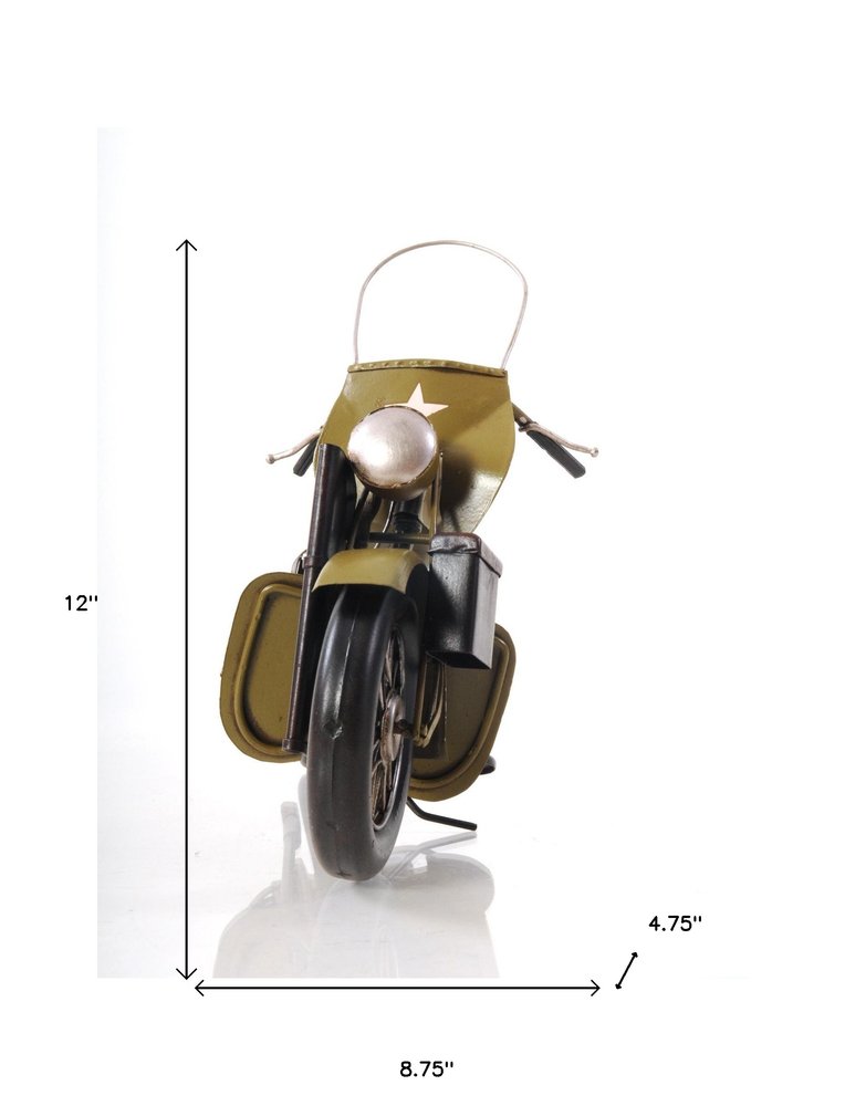 c1942 Green U.S. Army Motorcycle Sculpture