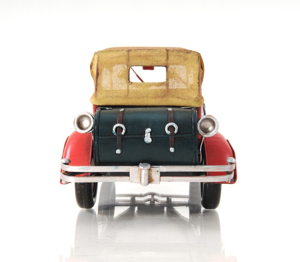 5" Red Metal Hand Painted Model Car Tabletop Sculpture