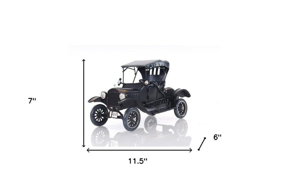 12" Black Metal c1908 Ford Model Car Tabletop Sculpture