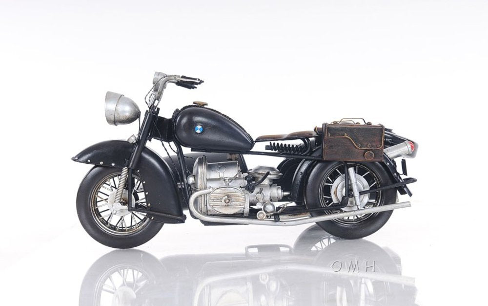 8" Black Metal Hand Painted Decorative Motorcycle