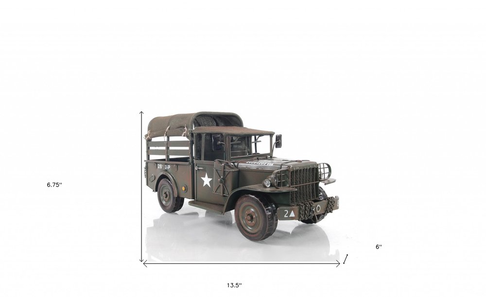 7" Green Metal Hand Painted Model Car